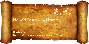 Mohácsik Albert névjegykártya